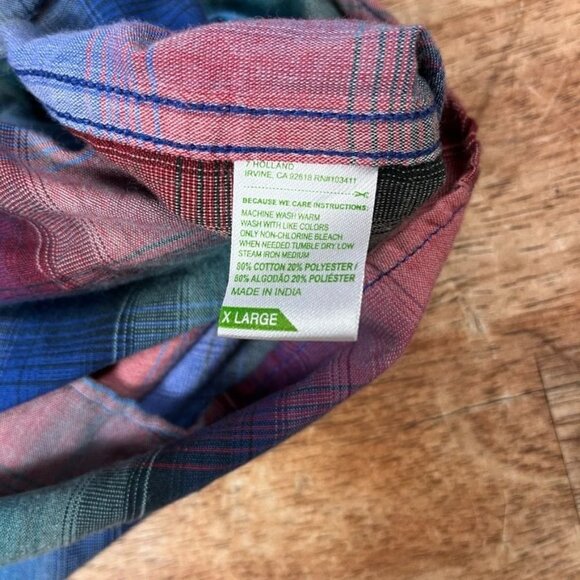 LRG Lifted Research Group Plaid Short Sleeve Button Shirt Men XL Skateboard Surf - Picture 9 of 9